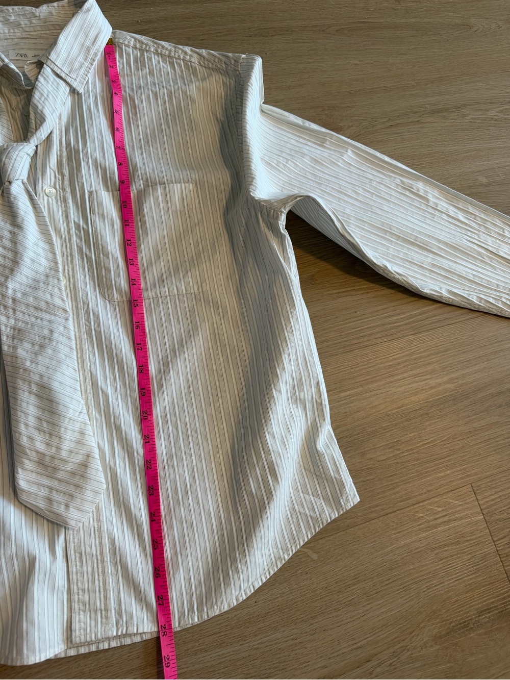 Combination Striped Tie Shirt Ecru - Picture 14 of 16